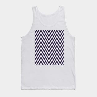 Simple Navy Blue and White Chevron Pattern Tank Top